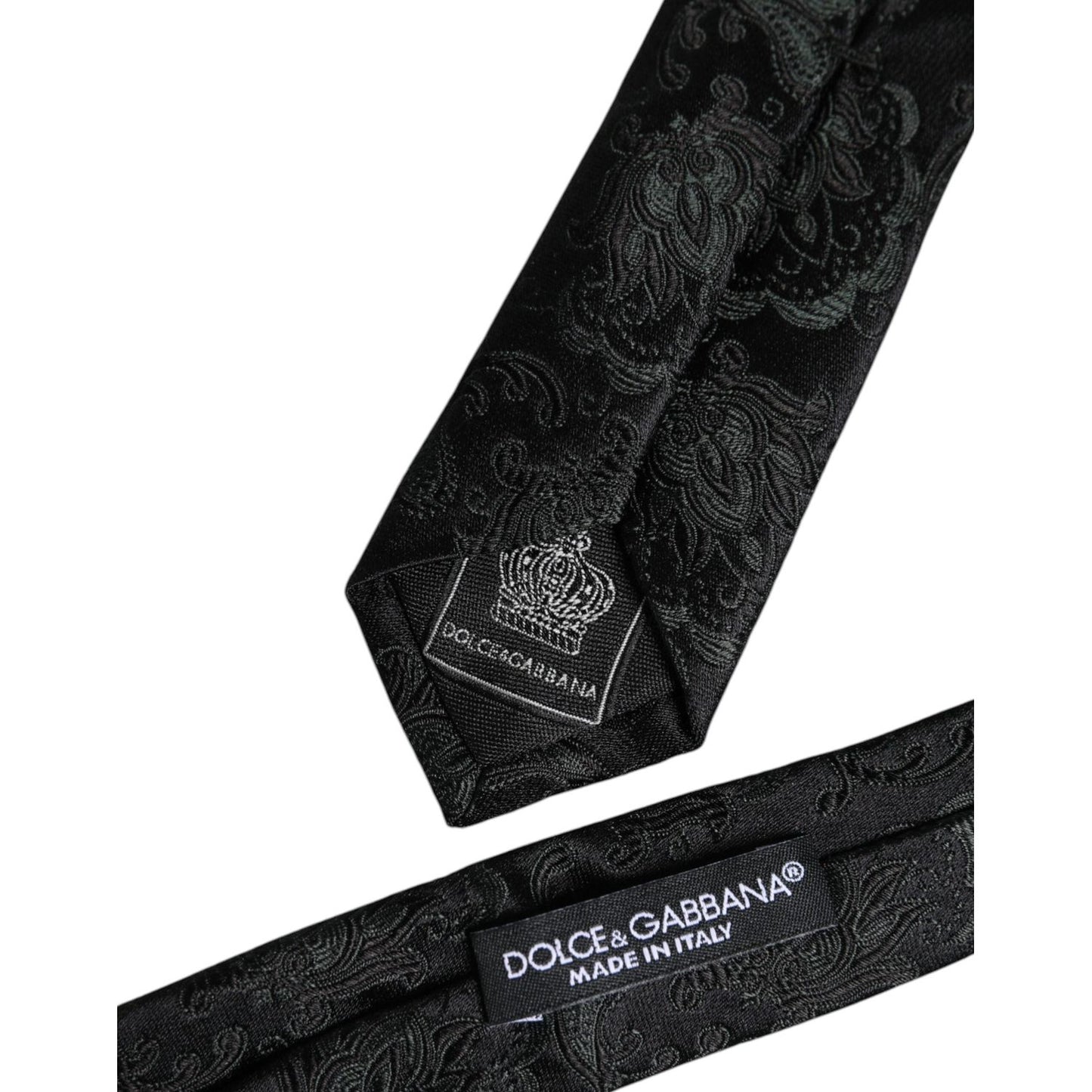 Dolce & Gabbana Dark Green Floral Silk Adjustable Necktie Tie KRA3436