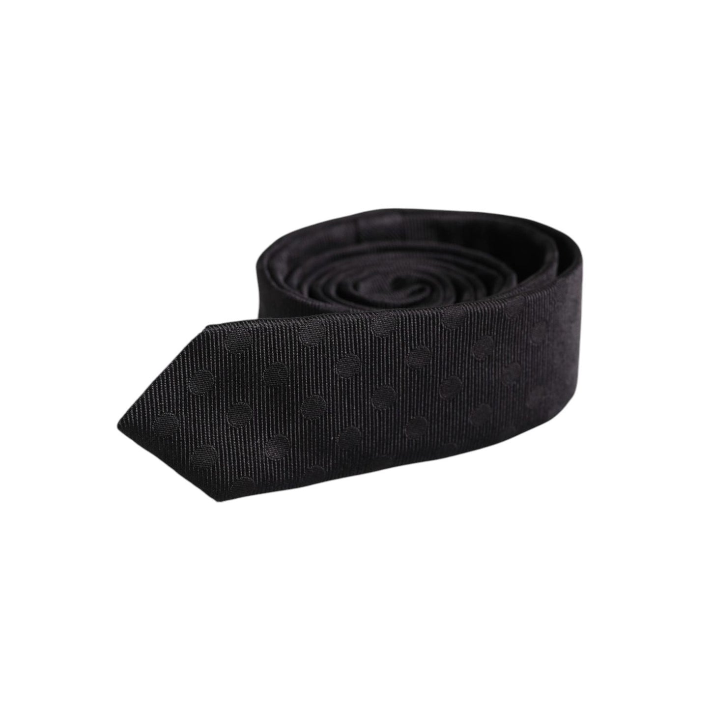 Dolce & Gabbana Black Circles Silk Adjustable Necktie Tie KRA3454