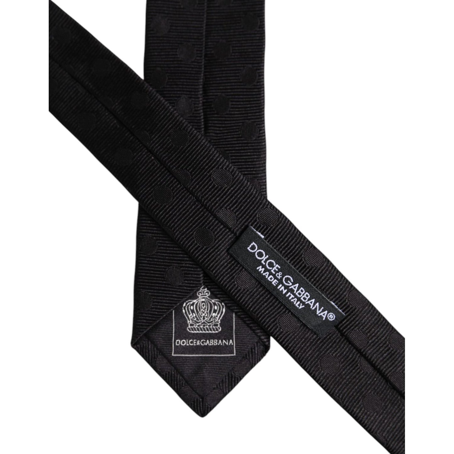 Dolce & Gabbana Black Circles Silk Adjustable Necktie Tie KRA3454
