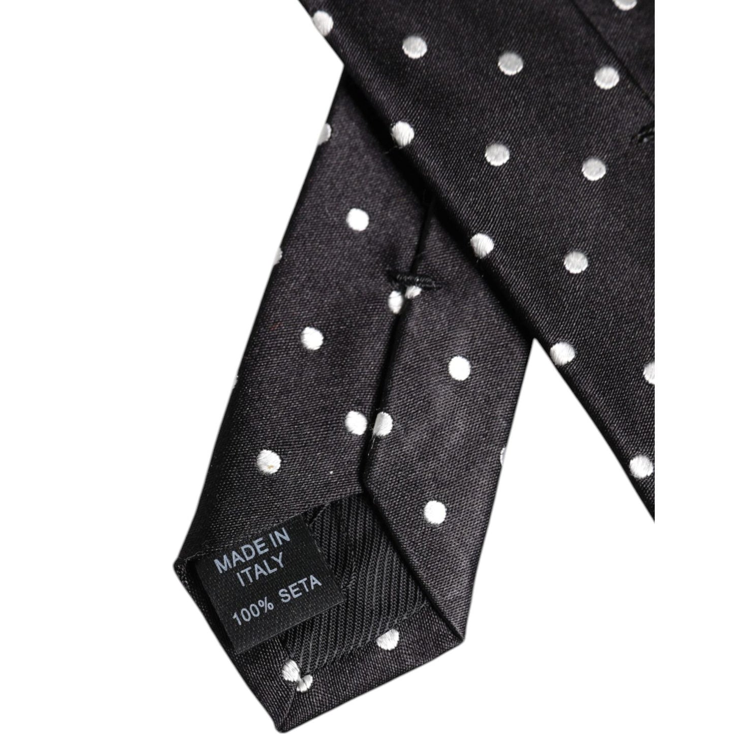 Dolce & Gabbana Black Polka Dots Silk Adjustable Necktie Tie KRA3464