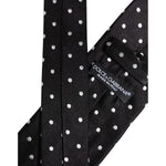 Dolce & Gabbana Black Polka Dots Silk Adjustable Necktie Tie KRA3464