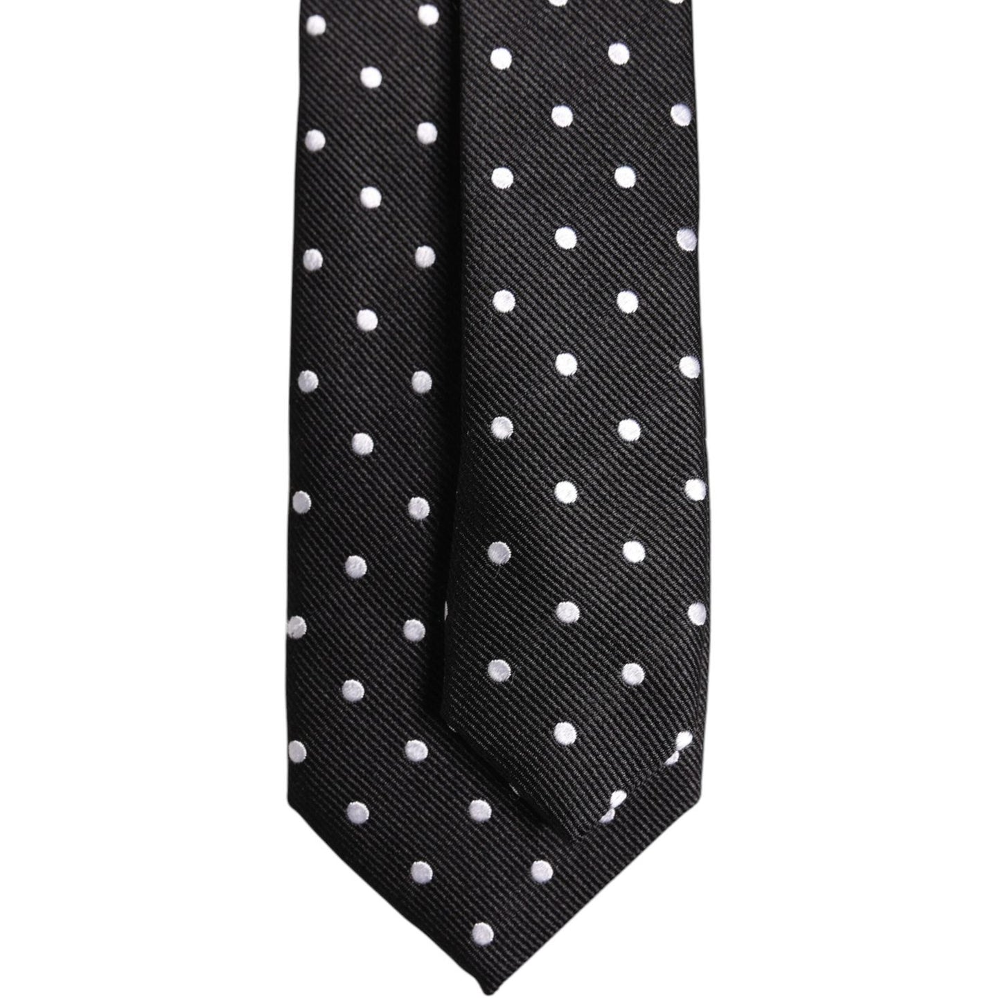 Dolce & Gabbana Black Polka Dots Silk Adjustable Necktie Tie KRA3466