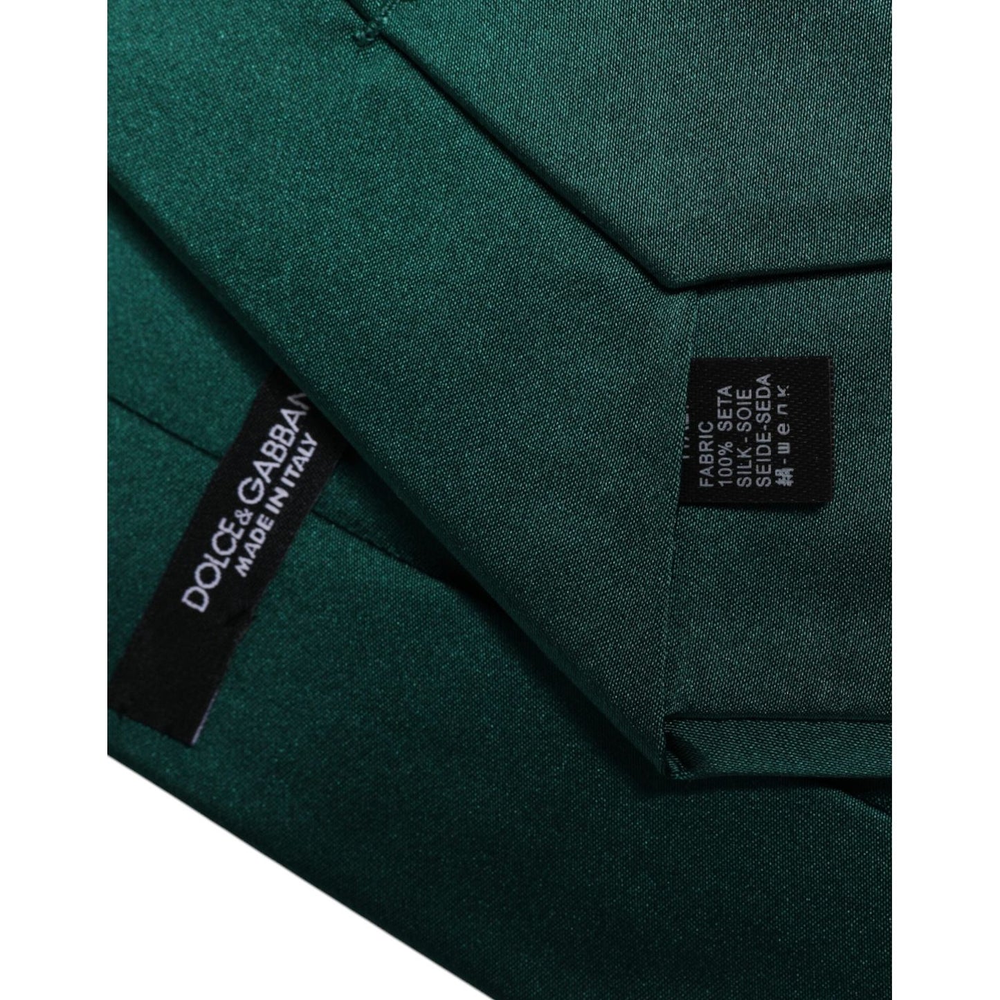 Dolce & Gabbana Green Solid Cotton Adjustable Necktie Tie KRA3468