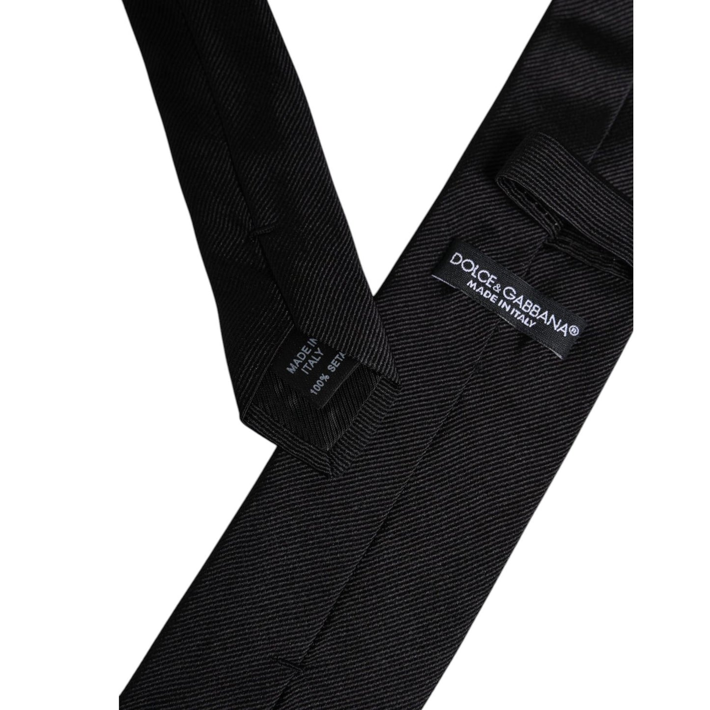 Dolce & Gabbana Black Solid Silk Adjustable Necktie Tie KRA3469