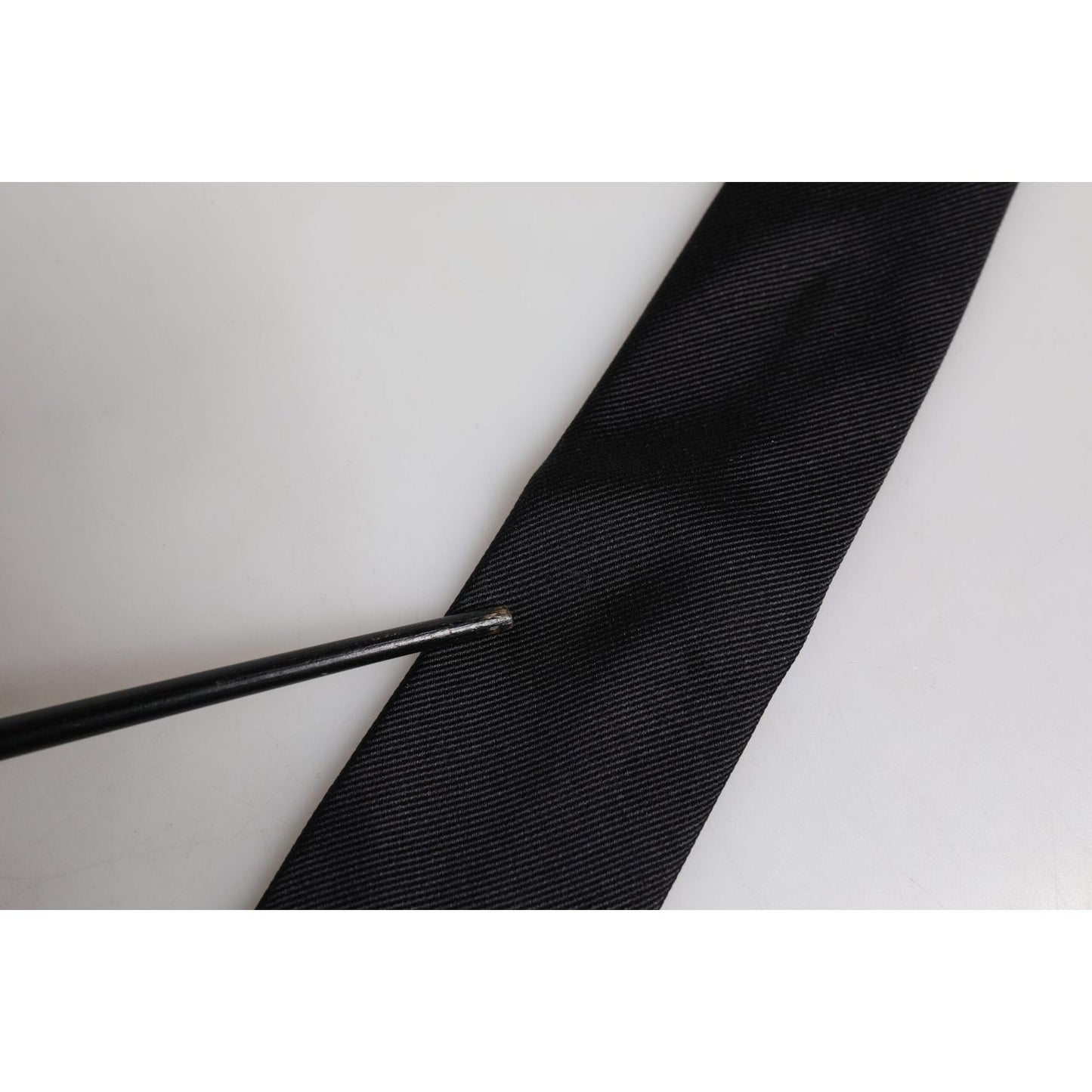 Dolce & Gabbana Black Solid Silk Adjustable Necktie Tie KRA3469