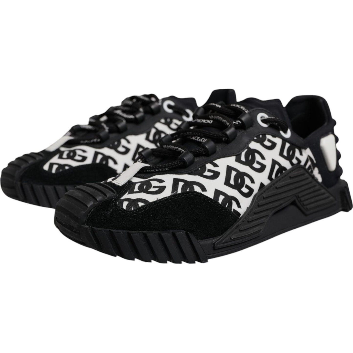 Dolce & Gabbana Black Logo Lace Up Low Top NS1 Sneakers Shoes MV7189-41