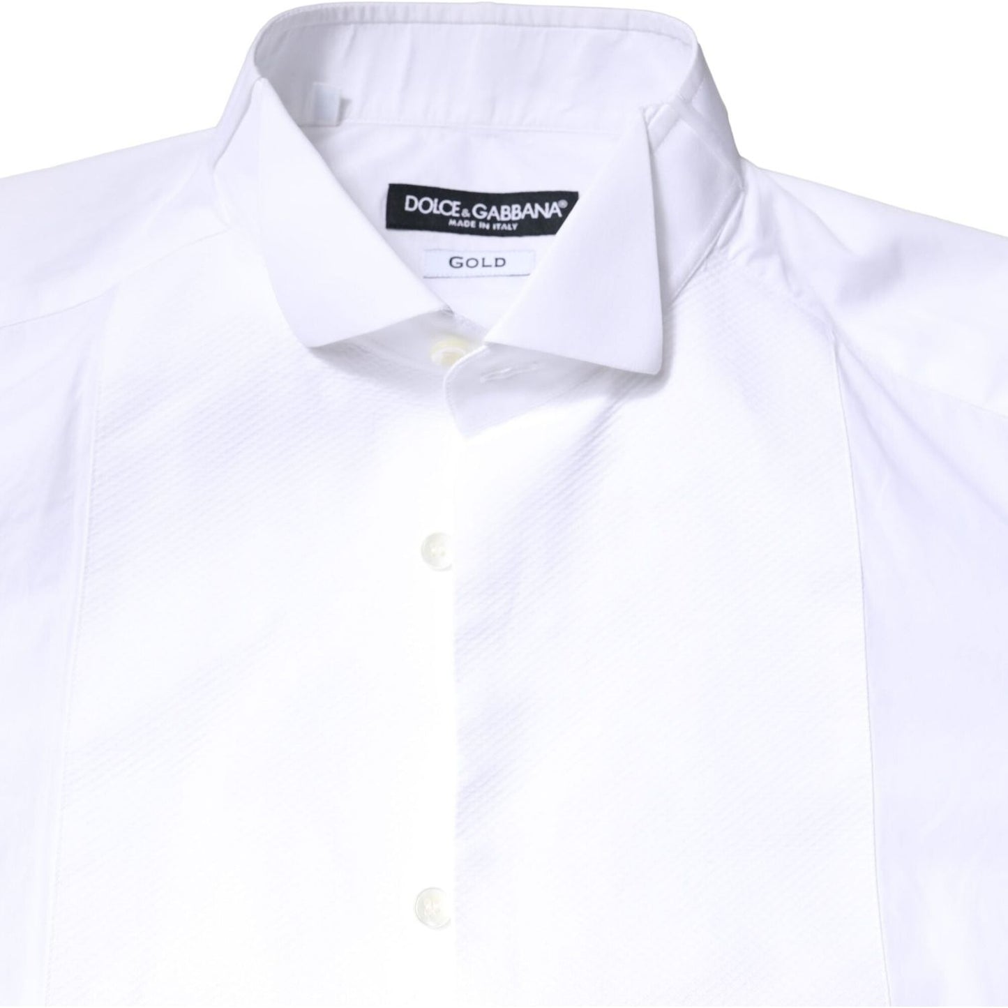 Dolce & Gabbana White GOLD CottonPoplin Bib Formal Dress Shirt TSH6282-38