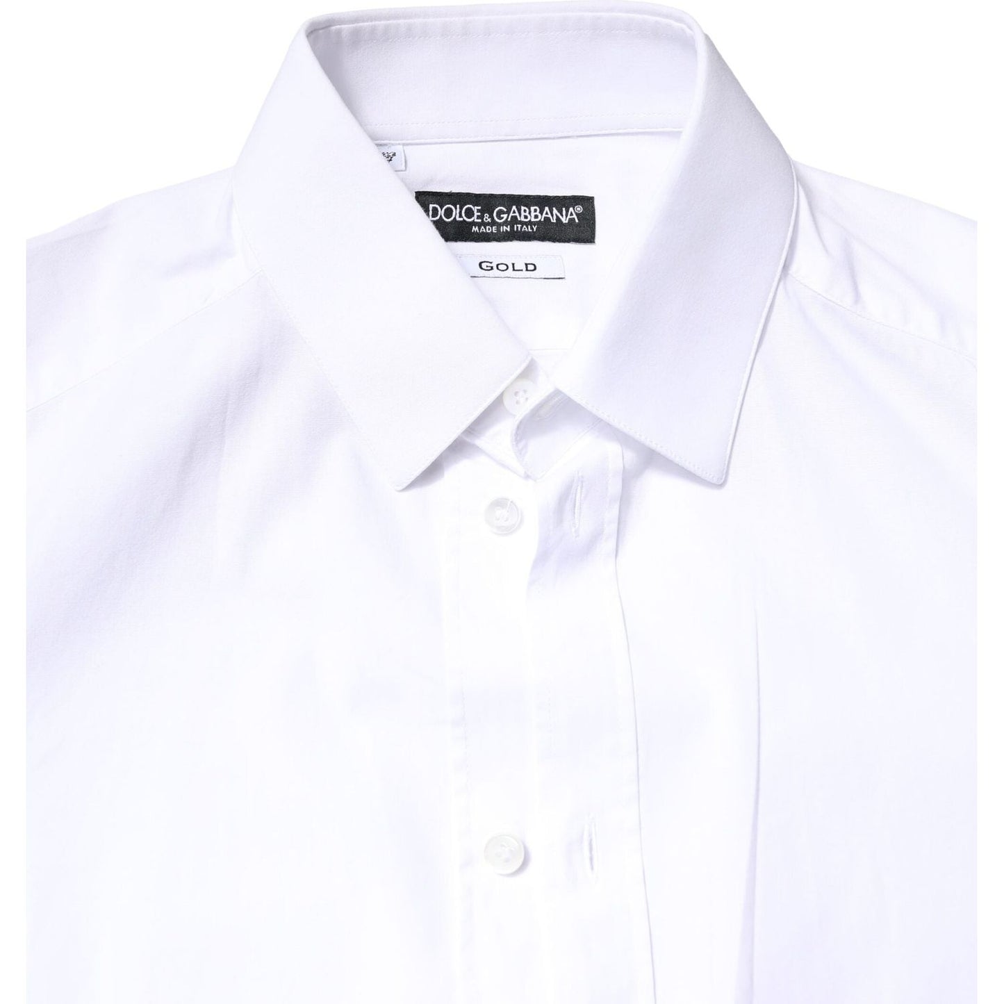 Dolce & Gabbana White GOLD Cotton Long Sleeves Dress Shirt TSH86479-37