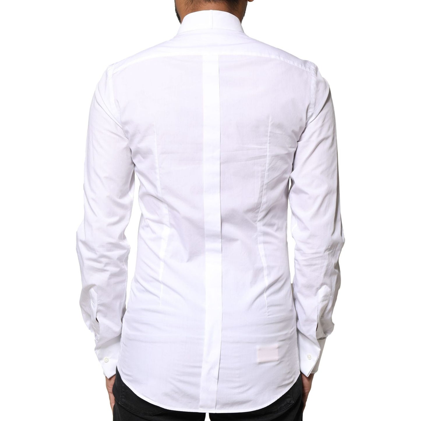 Dolce & Gabbana White GOLD Cotton Poplin Bib Formal Men Dress Shirt TSH90181-37