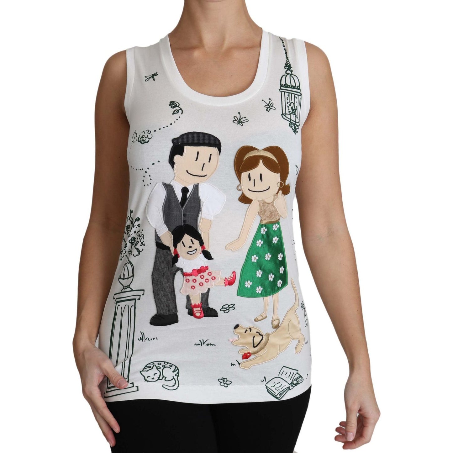 Dolce & Gabbana White Cotton #dgfamily Sleeveless Shirt Tank Top TSH3162-38