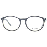 Alt Tag: Guess Gray Unisex Glasses Frame, full-rim round plastic design, spring hinge, branded case included, size 49-17-140.