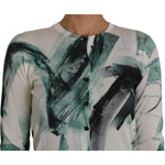 Dolce & Gabbana White Silk Cardigan Lightweight Paint Stroke Sweater TSH2441-36