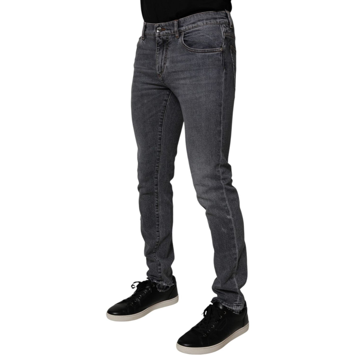 Dolce & Gabbana Dark Gray Cotton Stretch Skinny Denim Jeans PAN75212-48