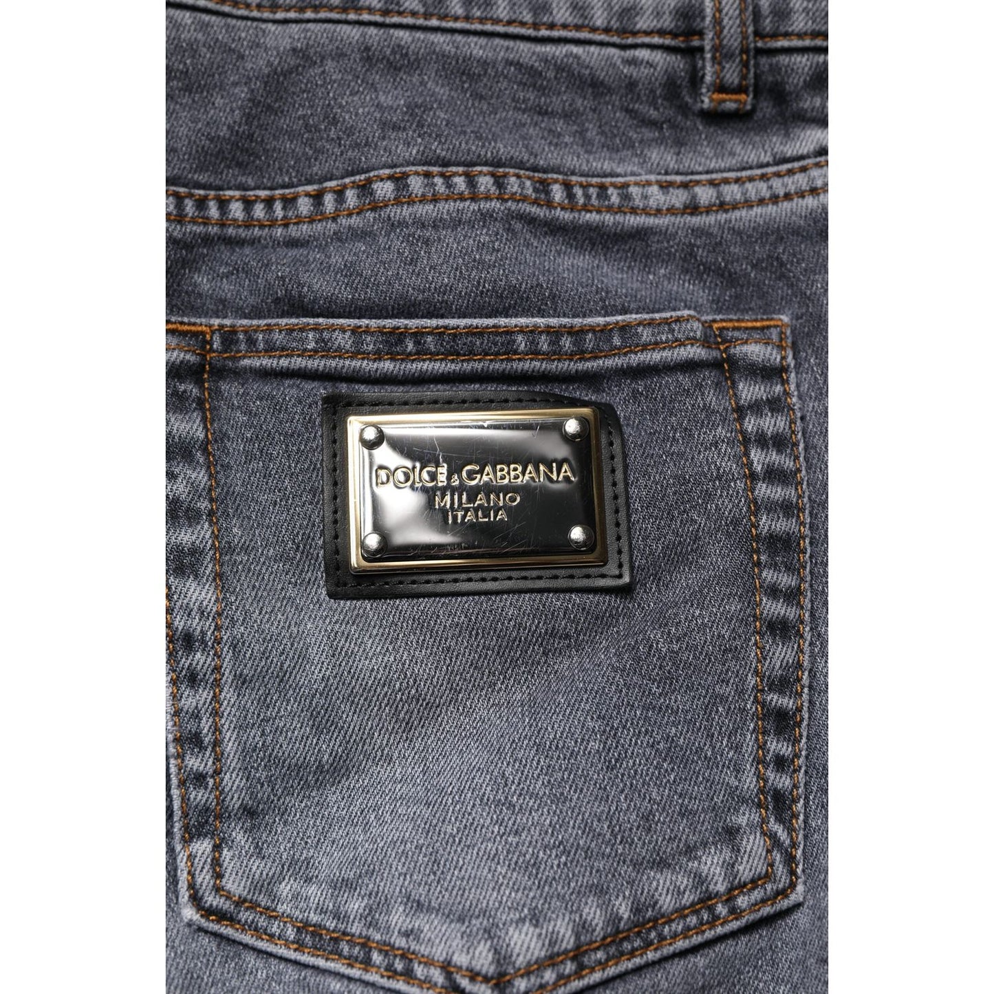 Dolce & Gabbana Dark Gray Cotton Stretch Skinny Denim Jeans PAN75212-48