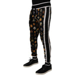 Dolce & Gabbana Black Religious Print Silk Men Jogger Pants PAN75268-46