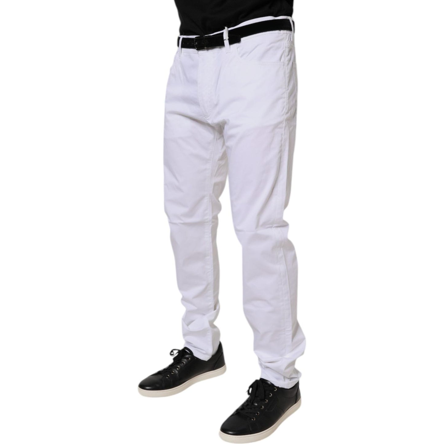 Dolce & Gabbana White Cotton Stretch Skinny Dress Formal Pants PAN76117-54
