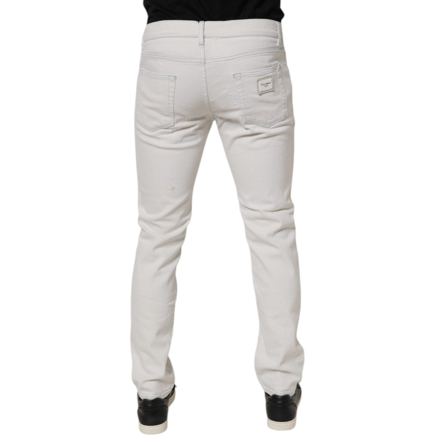 Dolce & Gabbana White Cotton Stretch Skinny Slim Denim Jeans PAN76118-48