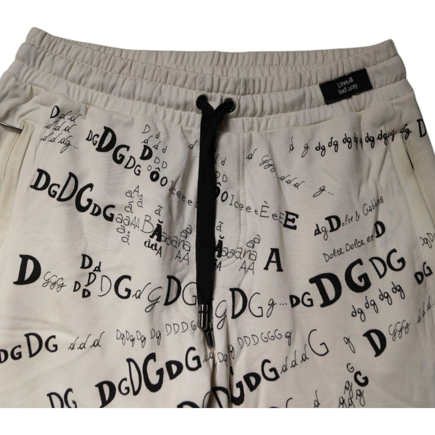 Dolce & Gabbana White Logo Print Men Skinny Sweatpants Pants PAN76135-46