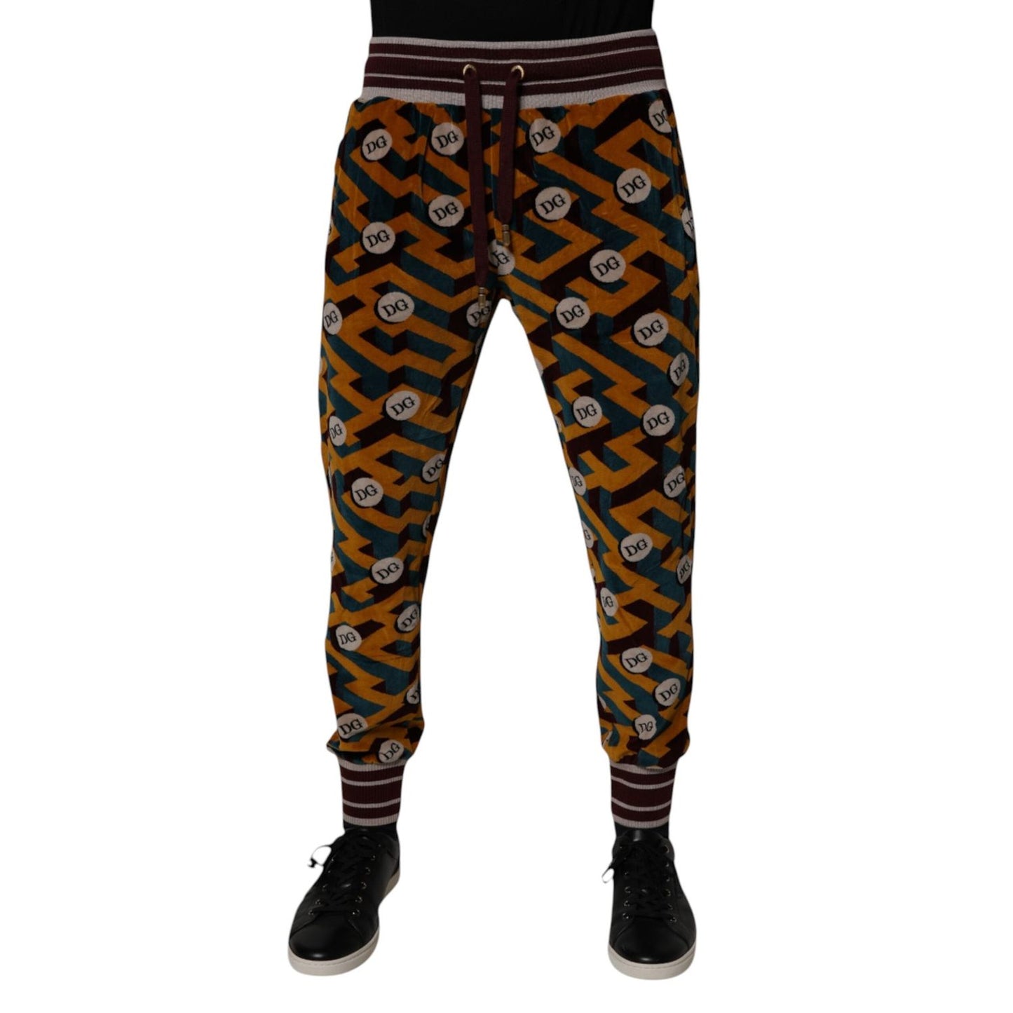 Dolce & Gabbana Multicolor Logo Monogram Jogger Sweatpants Pants PAN75045-44