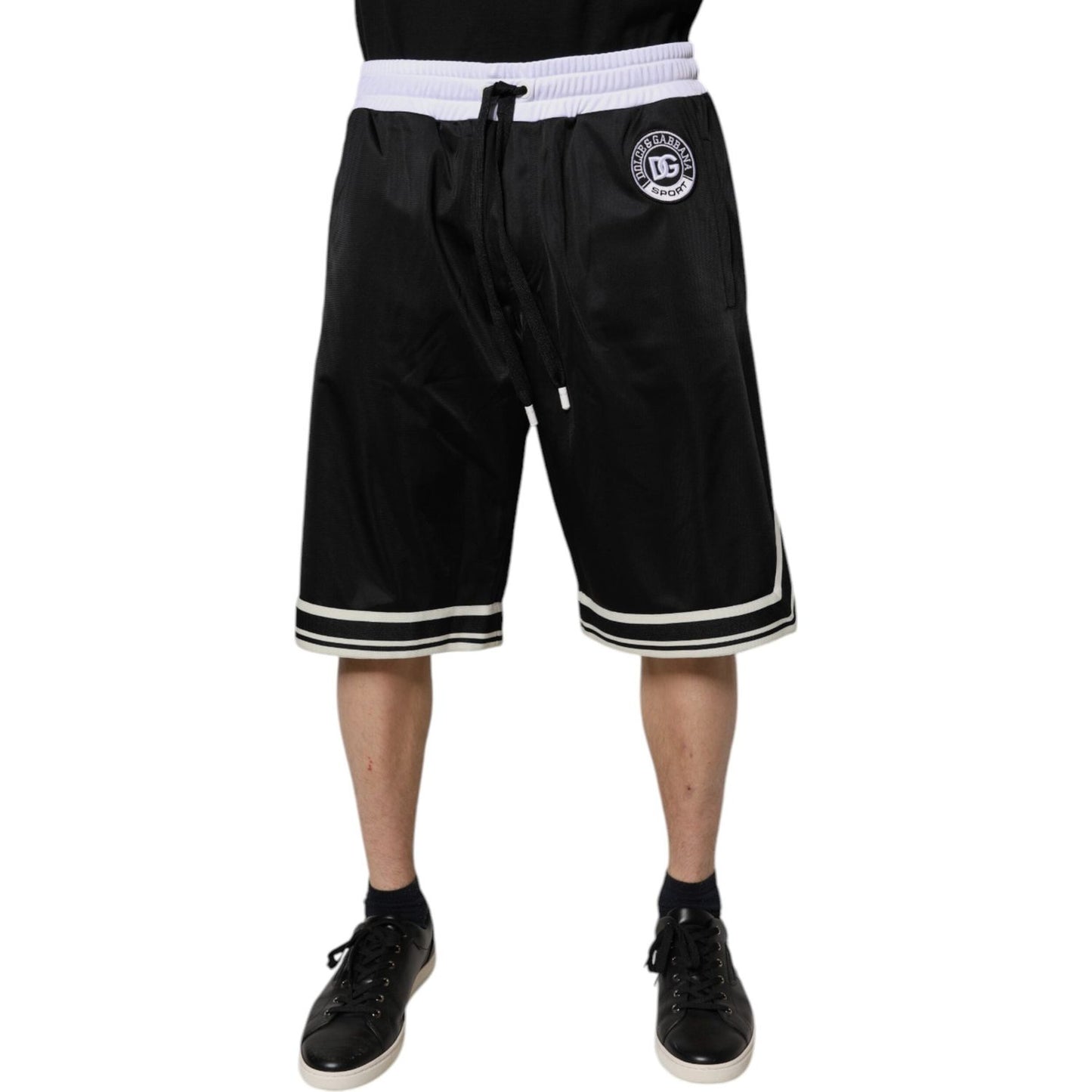Dolce & Gabbana Black White Men Bermuda Sweatshorts Shorts PAN75728-48