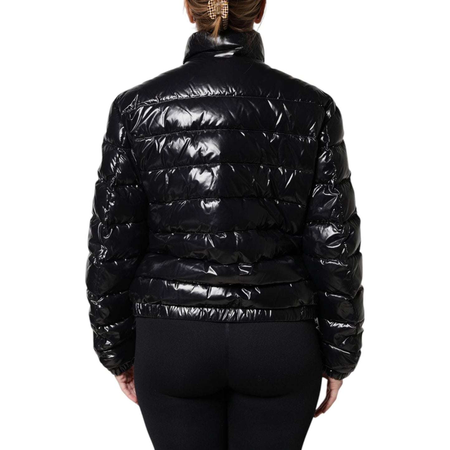 Dolce & Gabbana Black Logo Plaque Full Zip Puffer Jacket JKT41376-42