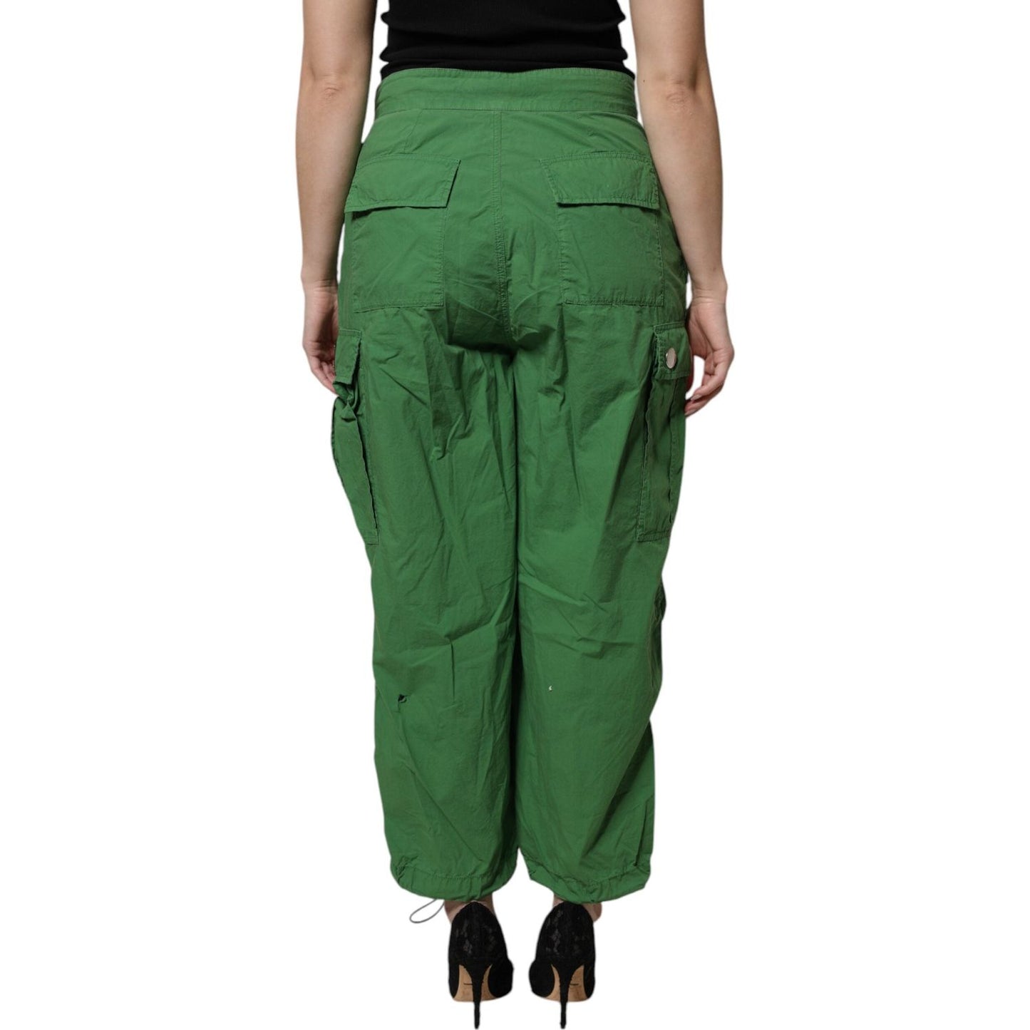 Dolce & Gabbana Green Cotton High Waist Cargo Pants PAN75985-40