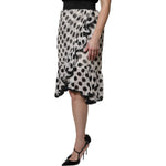 Dolce & Gabbana White Black Polka Dots Knee Length Skirt SKI2081-36