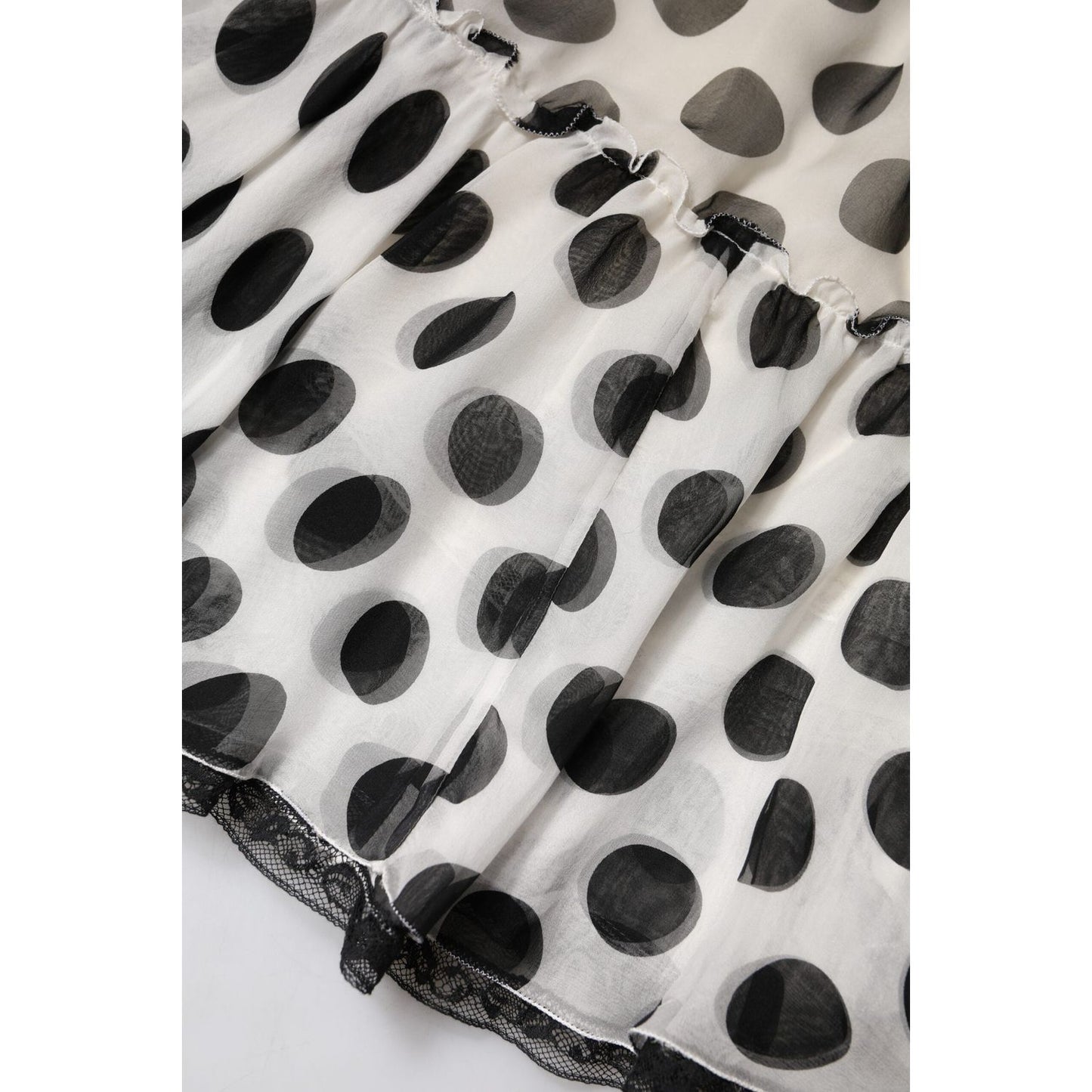 Dolce & Gabbana White Black Polka Dots Knee Length Skirt SKI2081-36