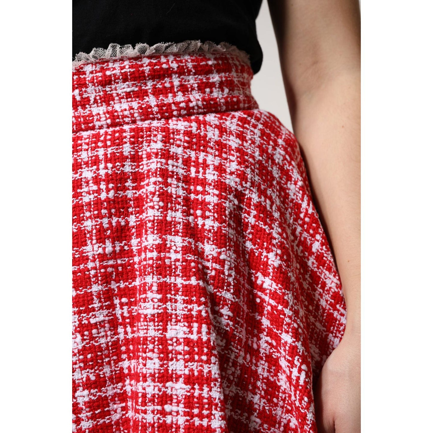 Dolce & Gabbana Red White High Waist A-line Above Knee Skirt SKI2089-38