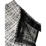 Dolce & Gabbana White Black High Waist Tartan Tweed Mini Skirt SKI2090-42