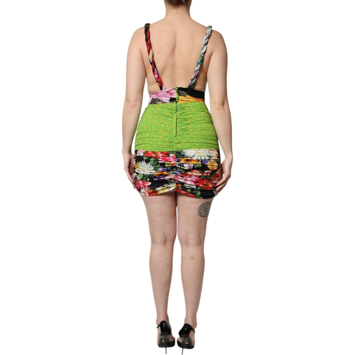Dolce & Gabbana Multicolor Floral Patchwork Fitted Mini Dress TSH90085-38
