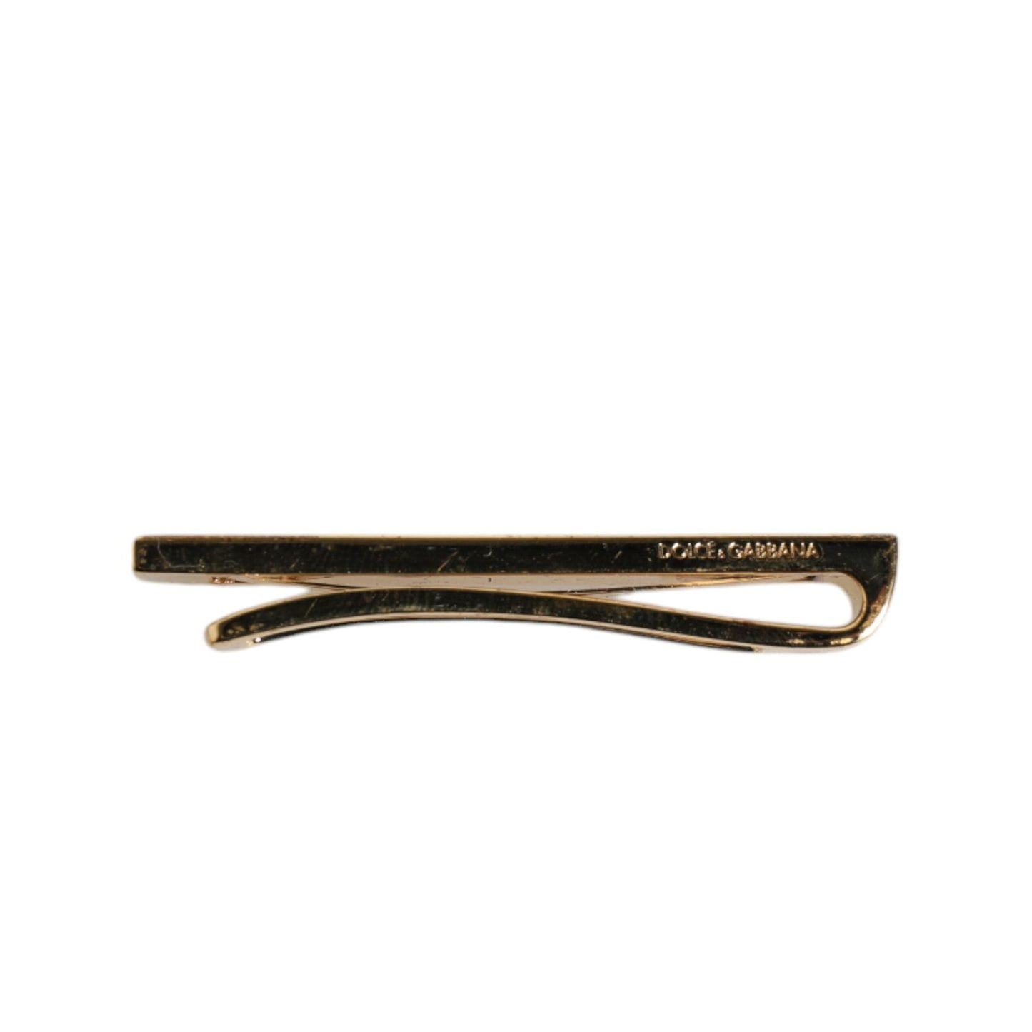 Dolce & Gabbana Gold Tone Brass Crystal Branded Accessory Tie Clip Bar SMY10467