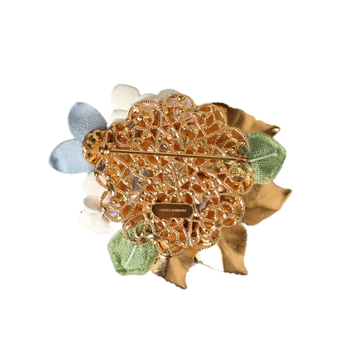 Dolce & Gabbana Multicolor Floral Crystals Pearls Enamel Accents Brooch SMY10443
