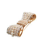 Dolce & Gabbana Gold Tone Brass Bow Crystal FauxPearl Embellished Brooch SMY10433