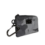 Dolce & Gabbana Black Gray Camouflage Logo Plaque Keyring Pouch Bag BAG4287