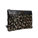 Dolce & Gabbana Multicolor Leopard Jacquard Print Logo Plaque Pouch Bag BAG4293