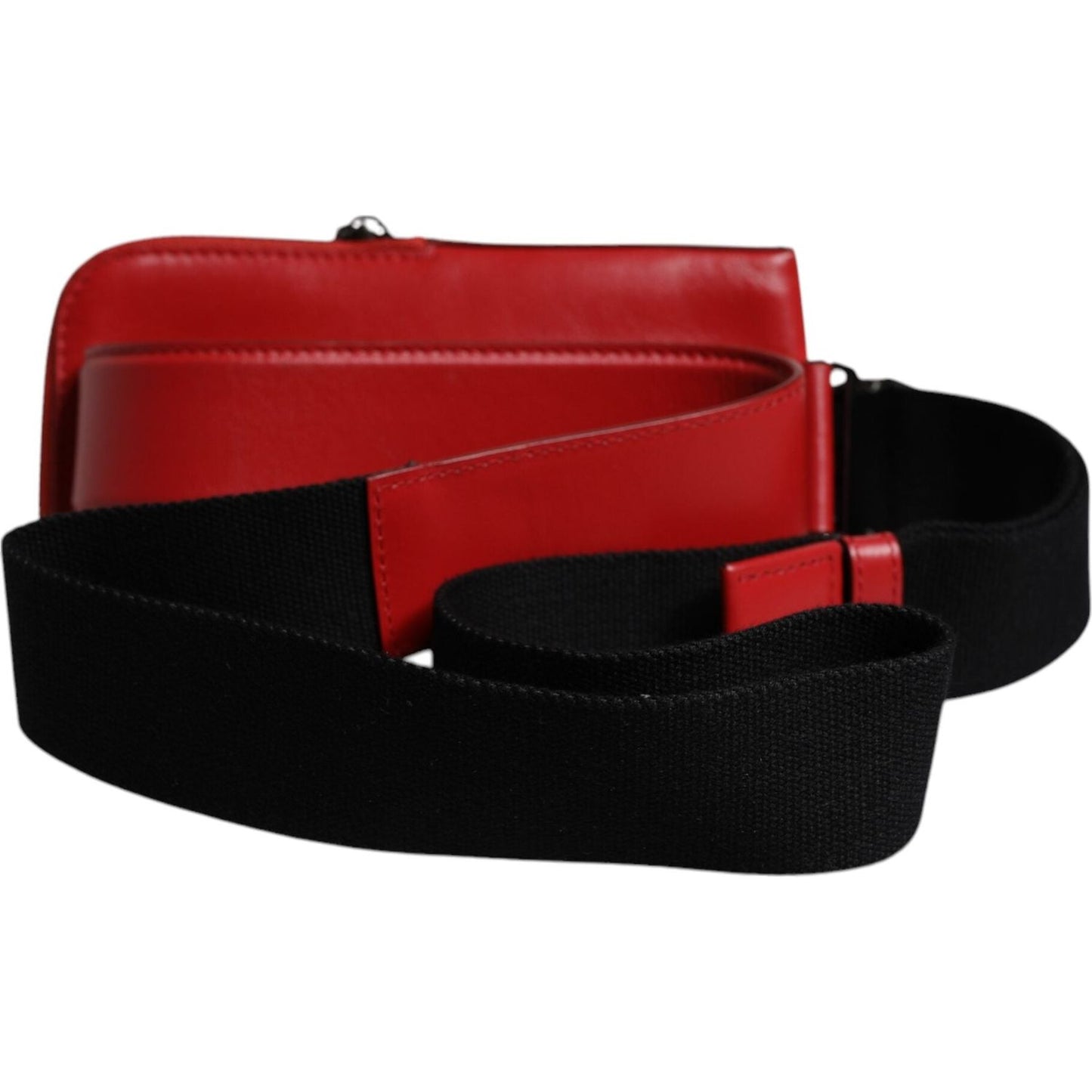 Dolce & Gabbana Red Calfskin Logo Purse Phone Belt Waist Bag BAG4298