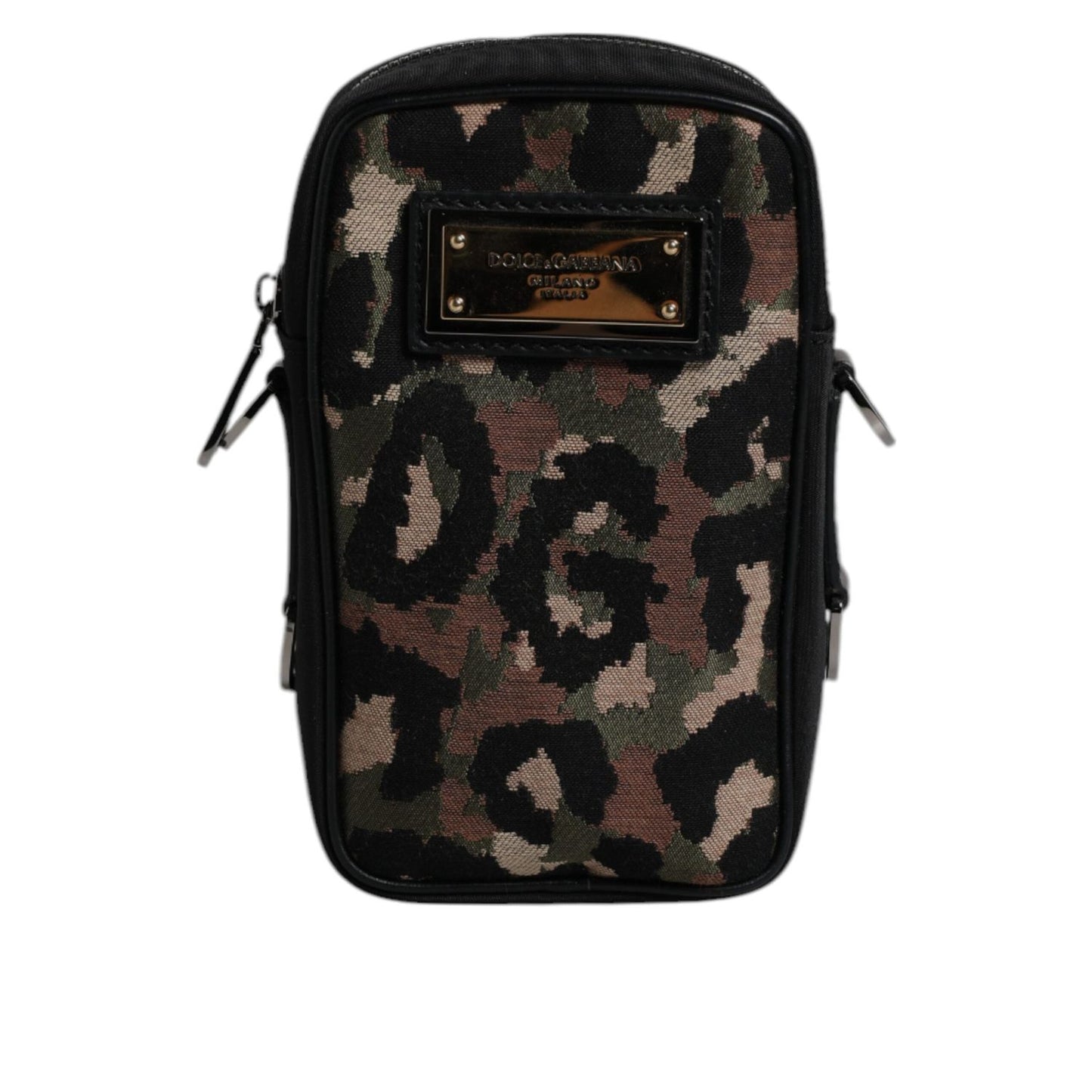 Dolce & Gabbana Multicolor Leopard Jacquard Logo Plaque Neck Strap Bag BAG4301