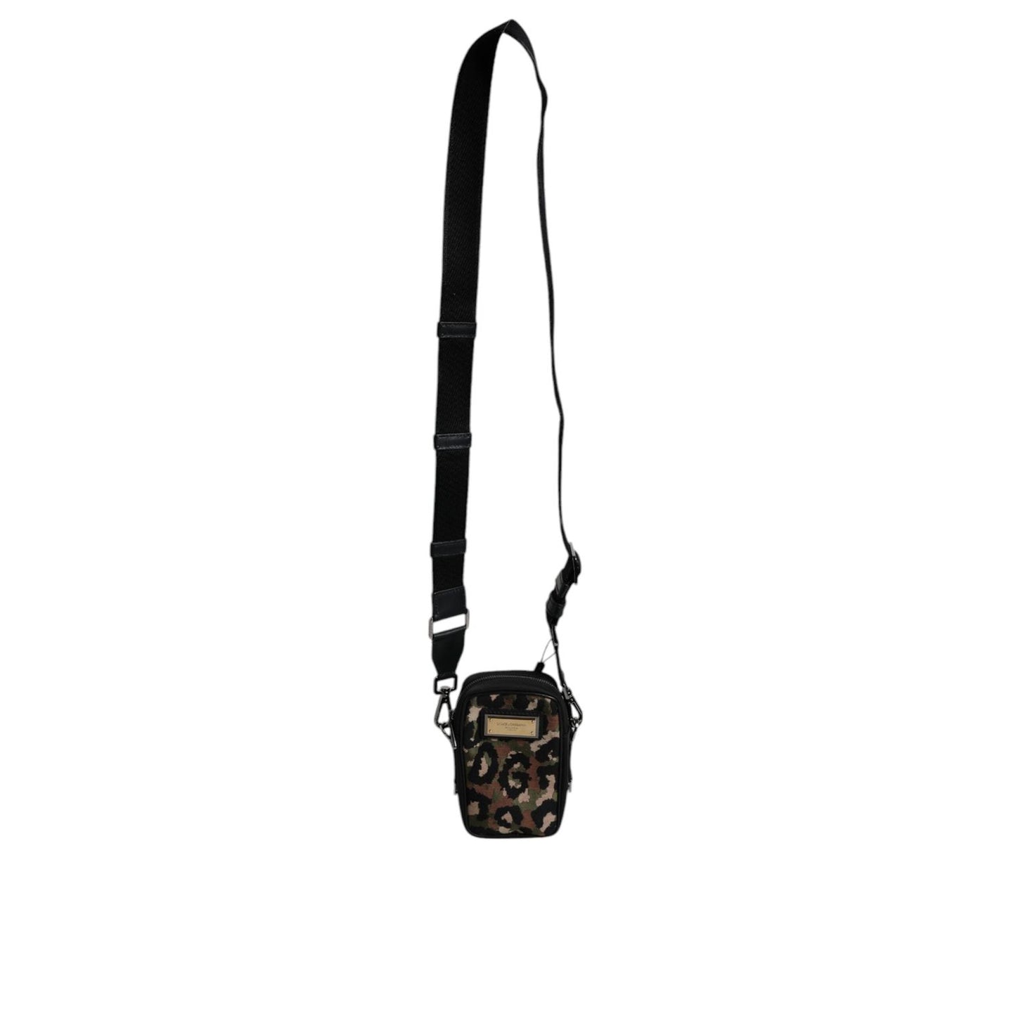 Dolce & Gabbana Multicolor Leopard Jacquard Logo Plaque Neck Strap Bag BAG4301
