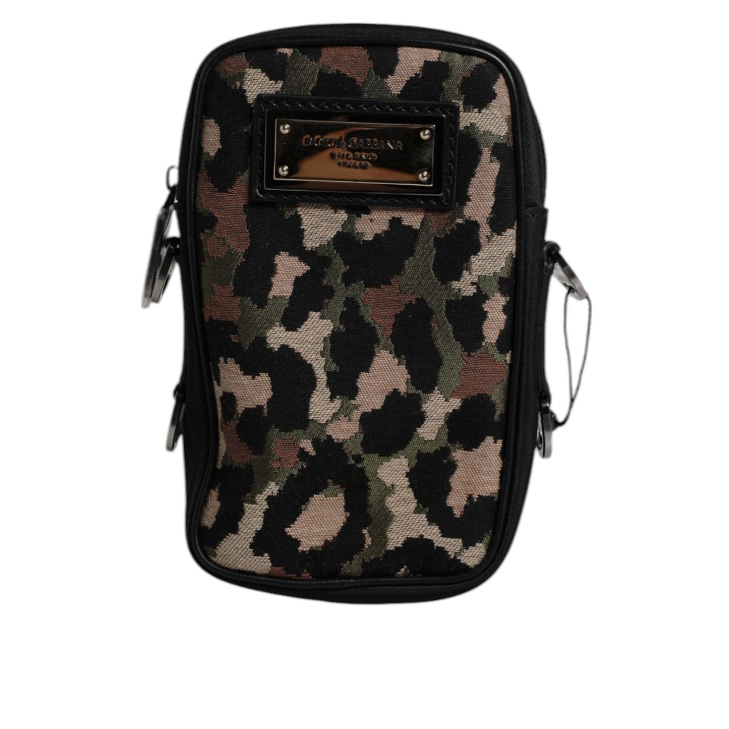 Dolce & Gabbana Multicolor Leopard Jacquard Logo Plaque Neck Strap Bag BAG4302