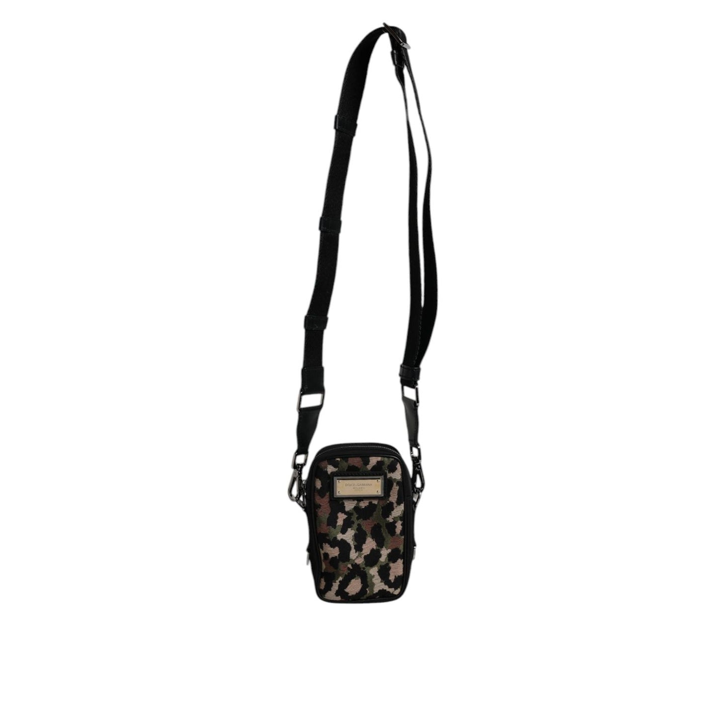 Dolce & Gabbana Multicolor Leopard Jacquard Logo Plaque Neck Strap Bag BAG4302