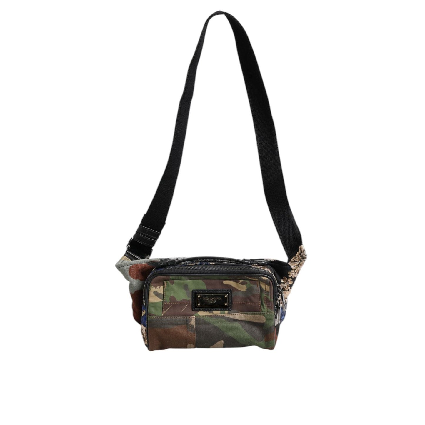 Dolce & Gabbana Multicolor Camouflage Patchwork Logo Waist Fanny Pack Bag BAG4310