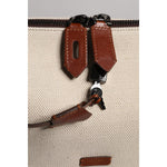 Dolce & Gabbana Beige Brown Cotton Leather Duffle Shoulder Bag