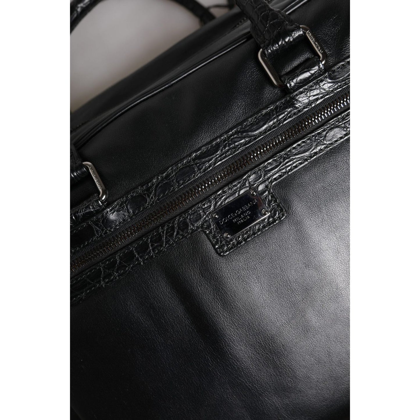 Dolce & Gabbana Black Leather Messenger Shoulder Strap Bag