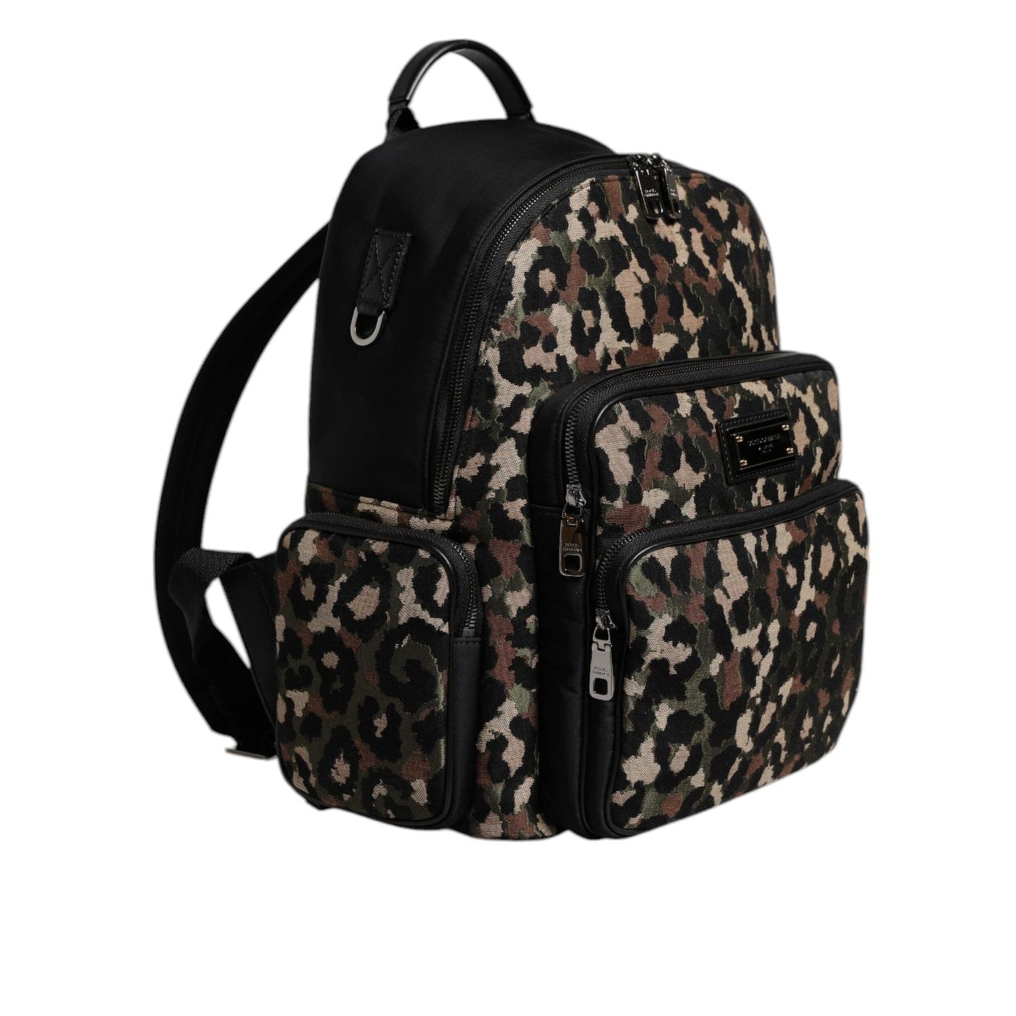Dolce & Gabbana Multicolor Leopard Print DG Logo Plaque Men Backpack Bag BAG4349