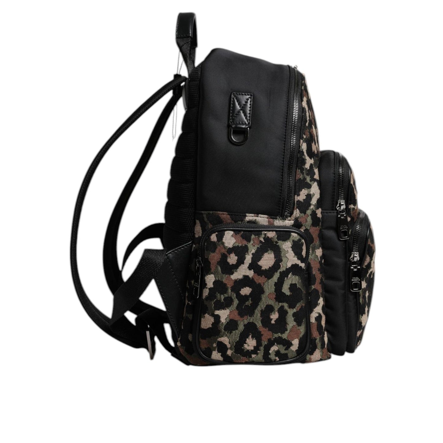 Dolce & Gabbana Multicolor Leopard Print DG Logo Plaque Men Backpack Bag BAG4349