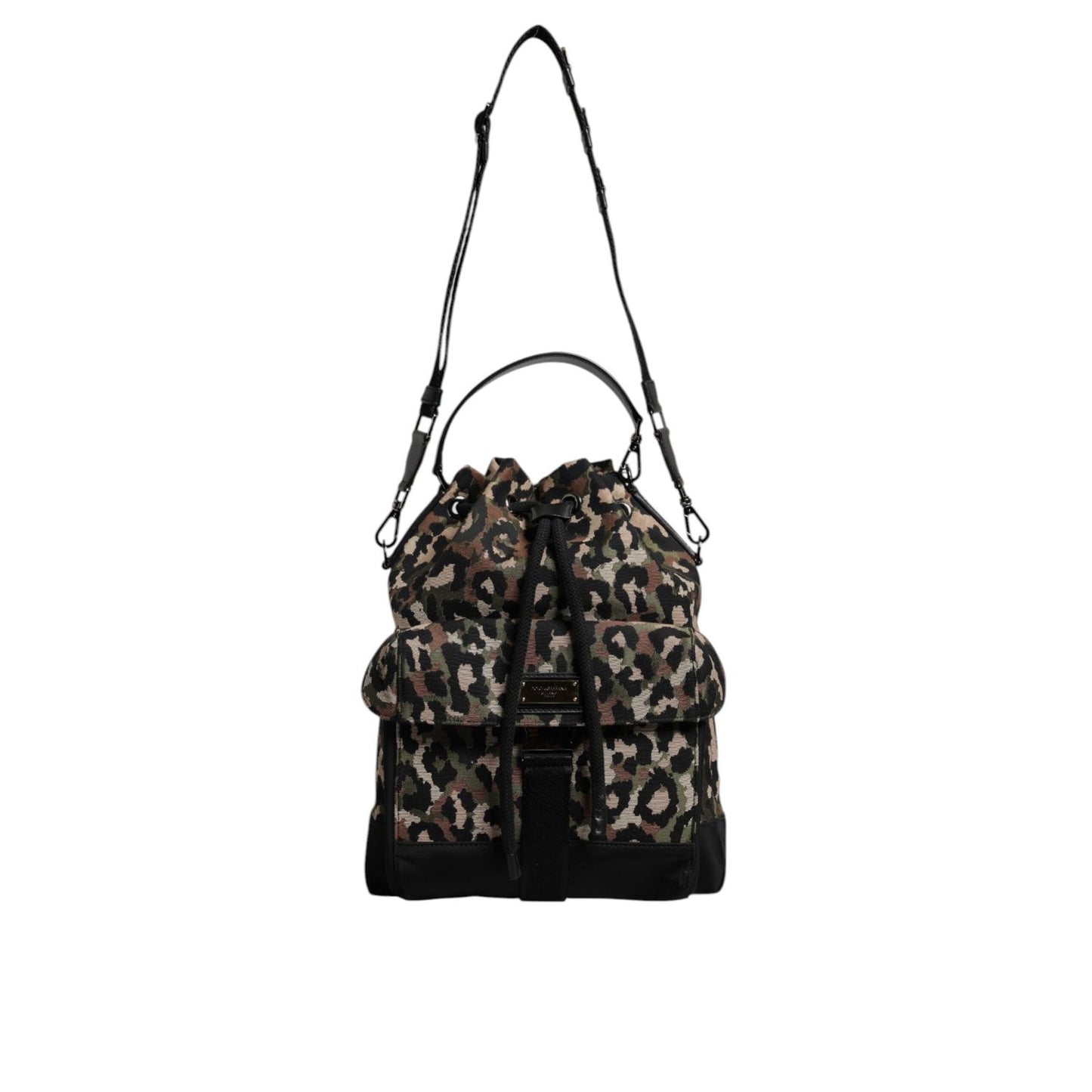 Dolce & Gabbana Multicolor Leopard Cotton Shoulder Bucket Bag BAG4354