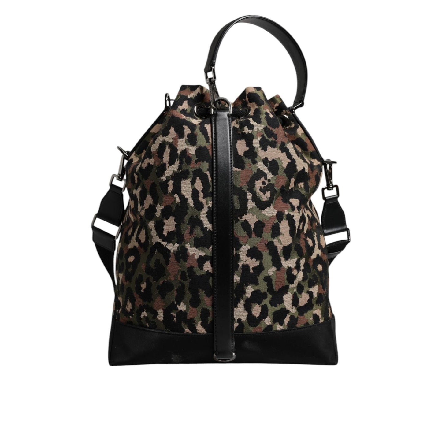 Dolce & Gabbana Multicolor Leopard Cotton Shoulder Bucket Bag BAG4354