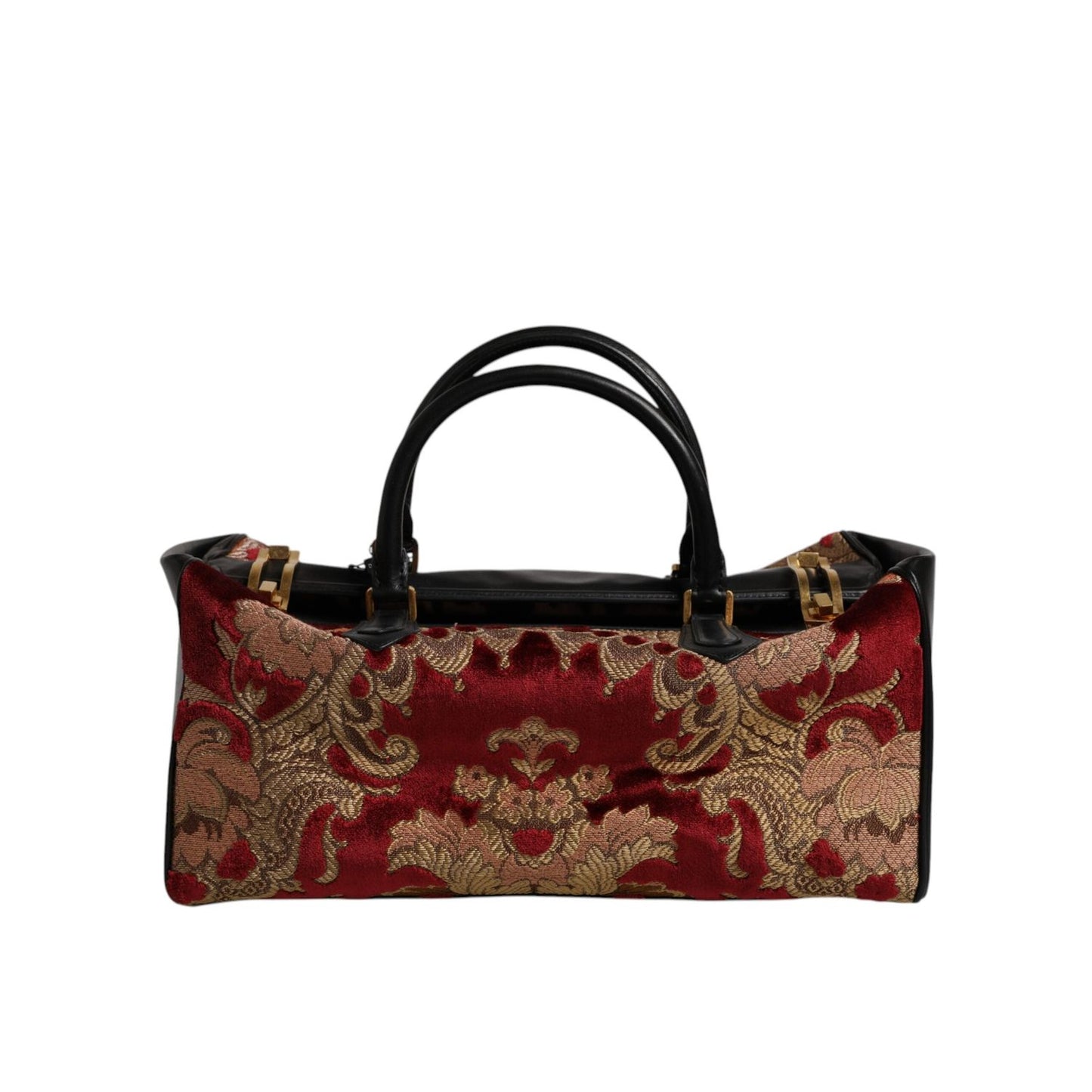 Dolce & Gabbana Multicolor Leather Brocade Velvet Travel Duffle Tote Bag BAG4369