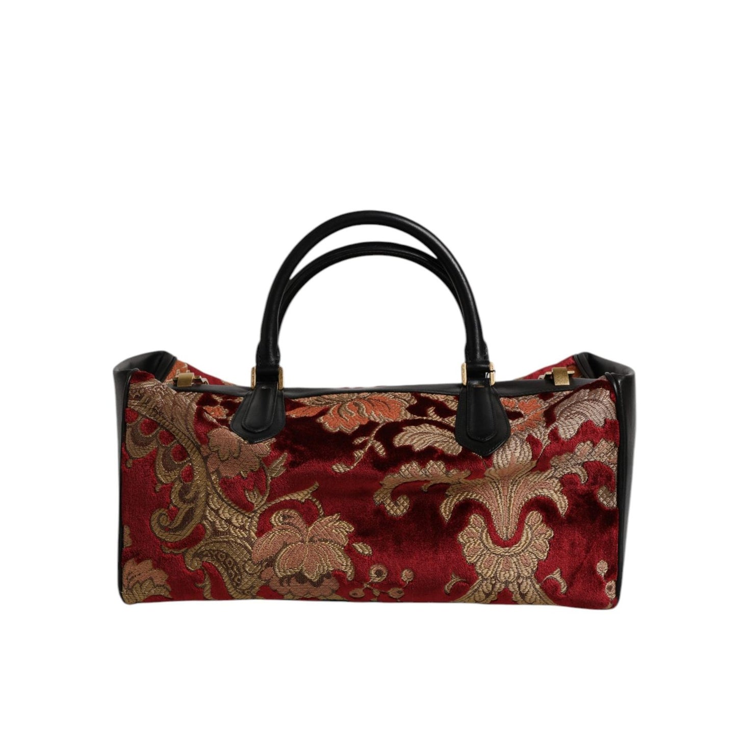 Dolce & Gabbana Multicolor Leather Brocade Velvet Travel Duffle Tote Bag BAG4369